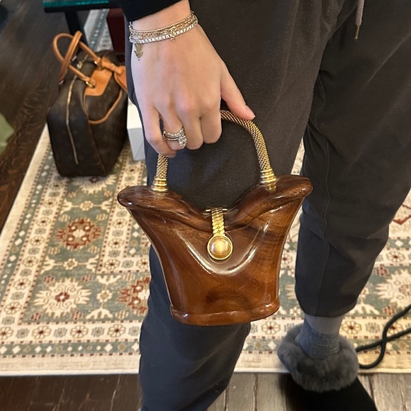 Timmy Woods Wooden Handmade Handbag with Gold Accents - Picture 10 of 10